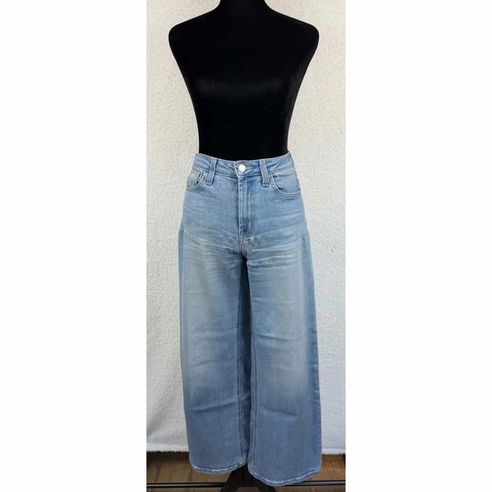 JUST BLACK DENIM • Blue Light Wash High-Waisted Wide-Leg Jeans, 25 - Picture 3 of 14